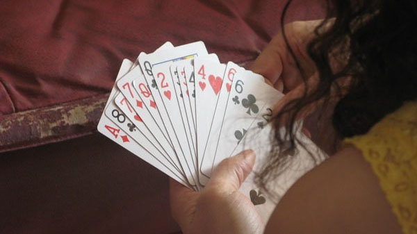 girl with cards